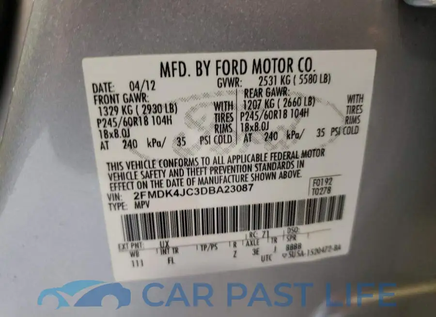2FMDK4JC3DBA23087# 10