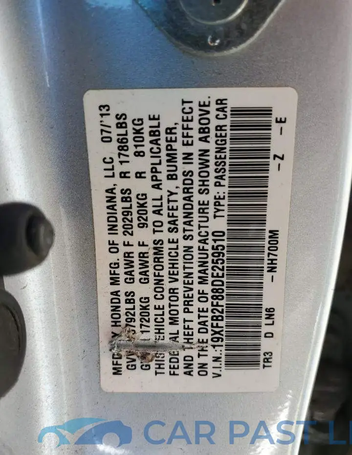 19XFB2F88DE259510# 12