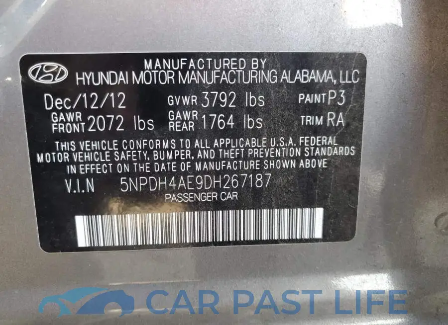 5NPDH4AE9DH267187# 12