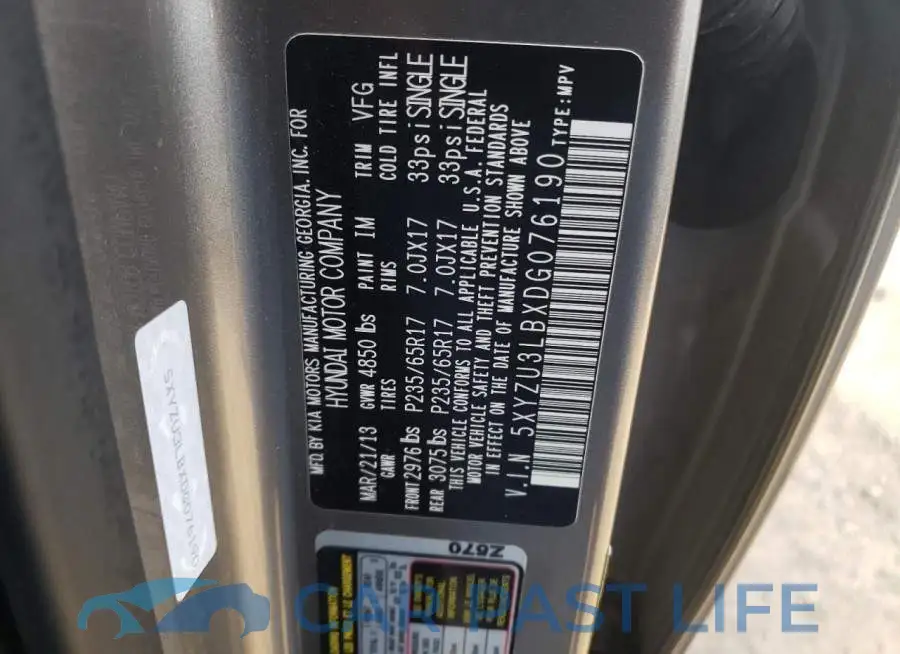 5XYZU3LBXDG076190# 13