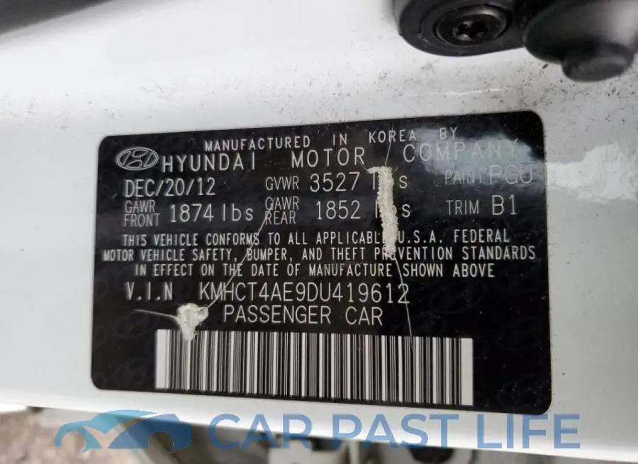 KMHCT4AE9DU419612# 12
