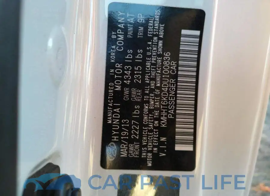 KMHHT6KD4DU100836# 12
