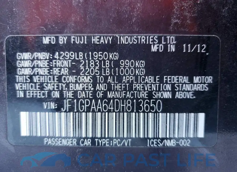 JF1GPAA64DH813650# 12