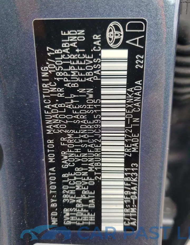 2T1BURHE2JC995115# 12
