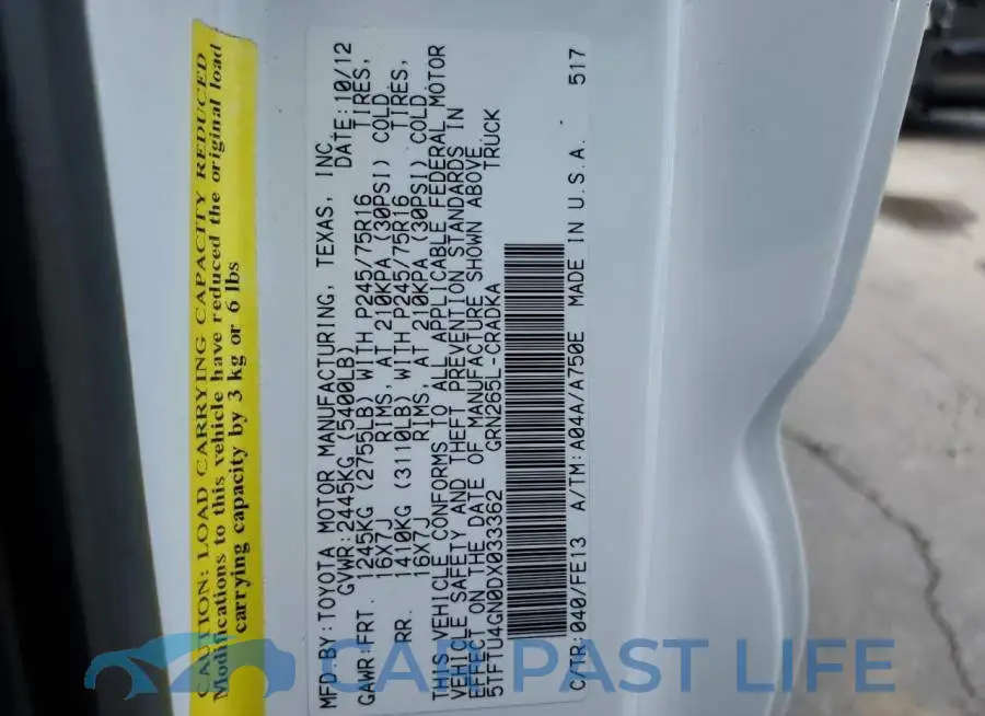 5TFTU4GN0DX033362# 12