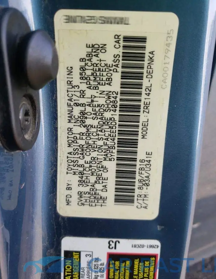 5YFBU4EE5DP140842# 12