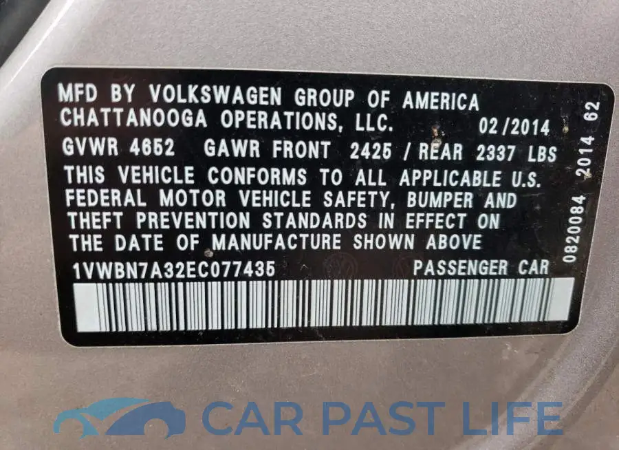 1VWBN7A32EC077435# 12