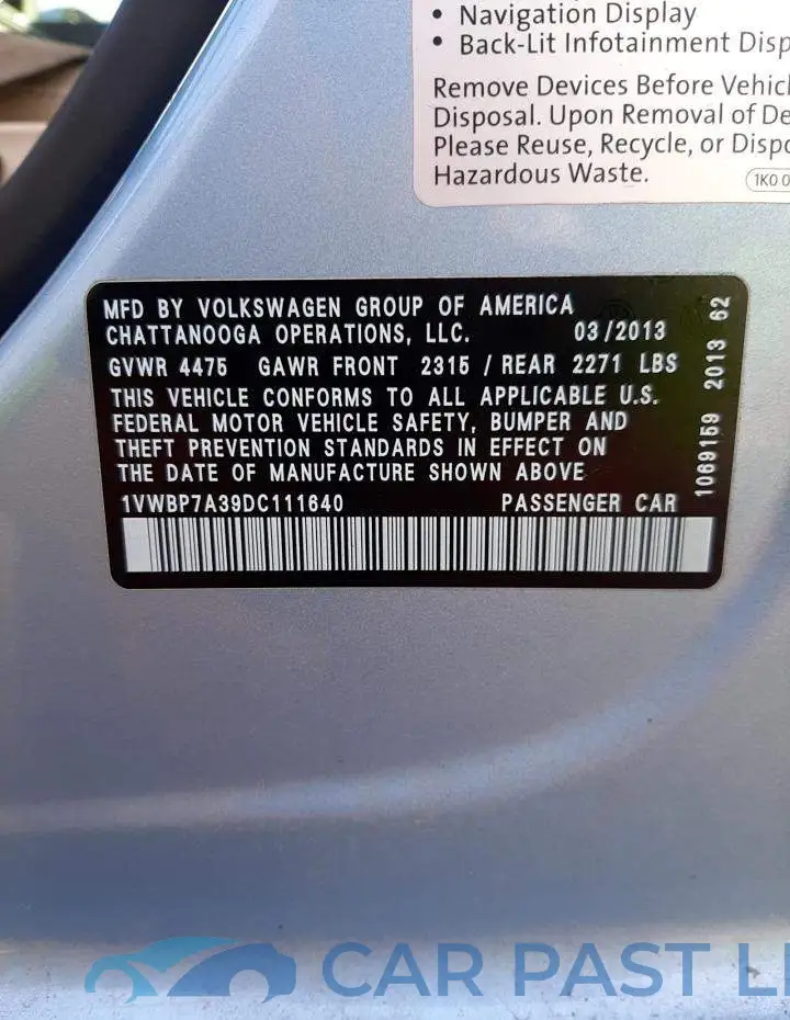 1VWBP7A39DC111640# 12