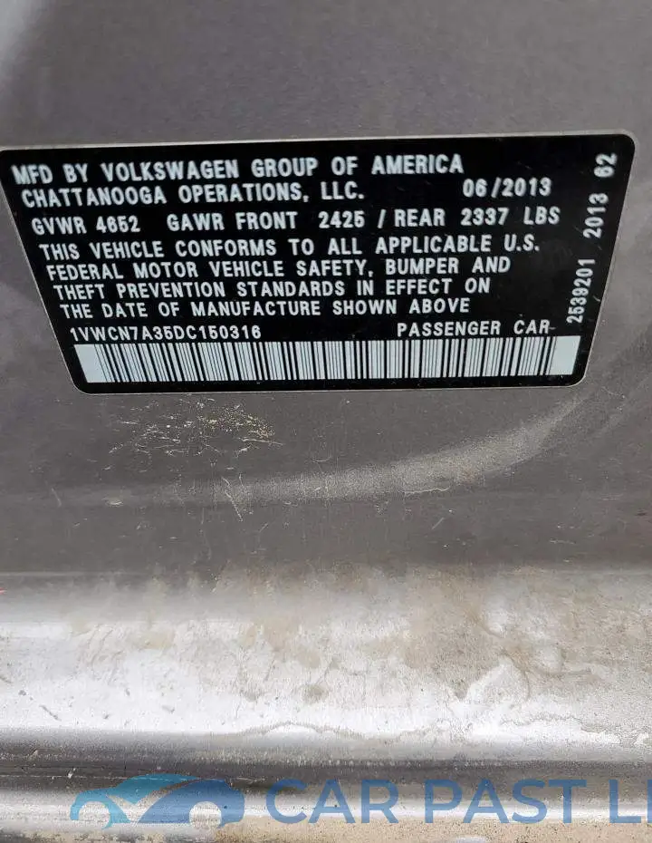 1VWCN7A35DC150316# 12