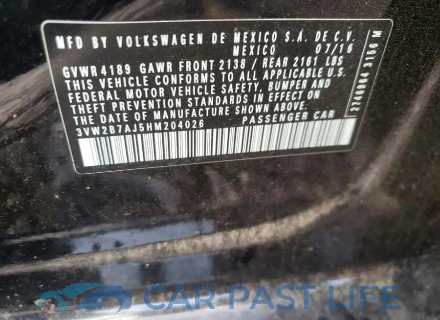 3VW2B7AJ5HM204026# 10