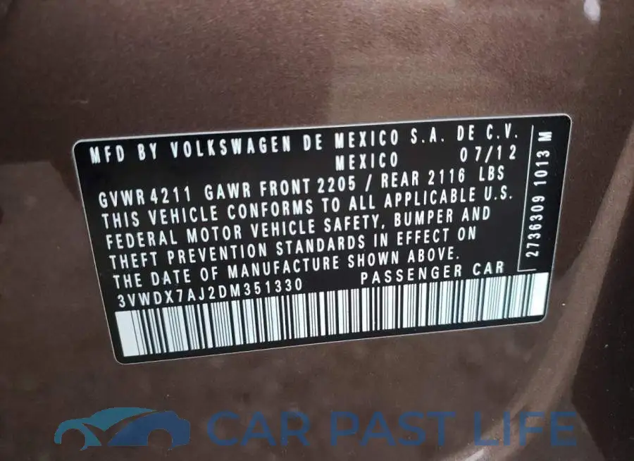 3VWDX7AJ2DM351330# 12