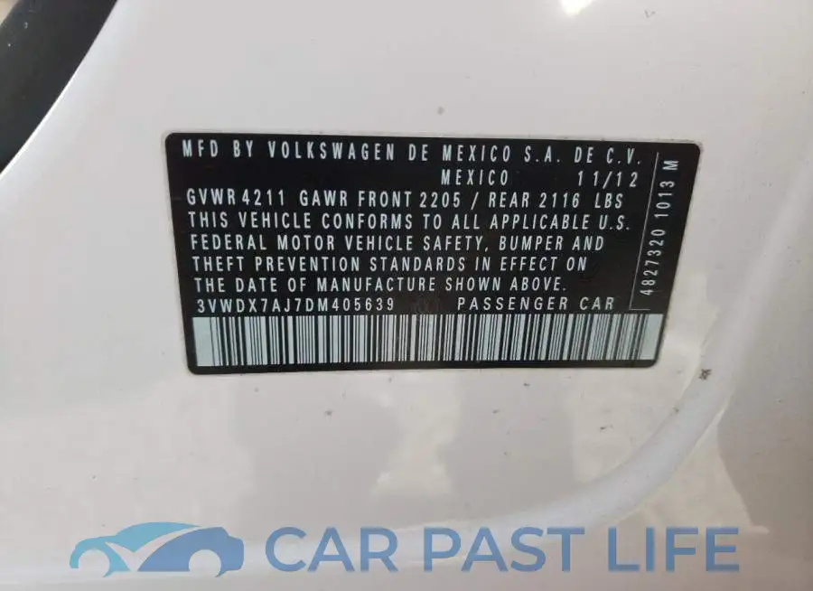 3VWDX7AJ7DM405639# 10