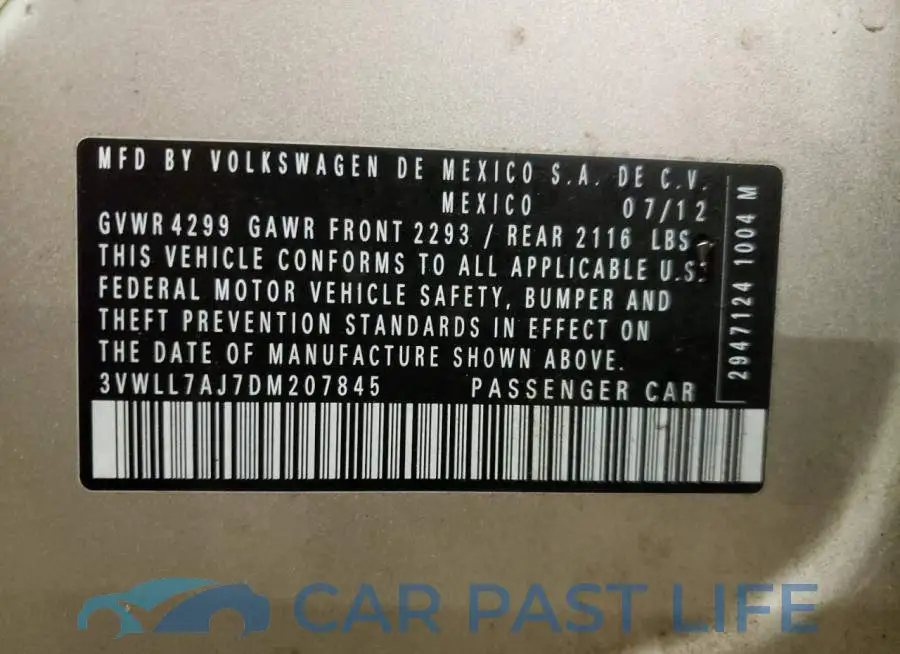 3VWLL7AJ7DM207845# 12
