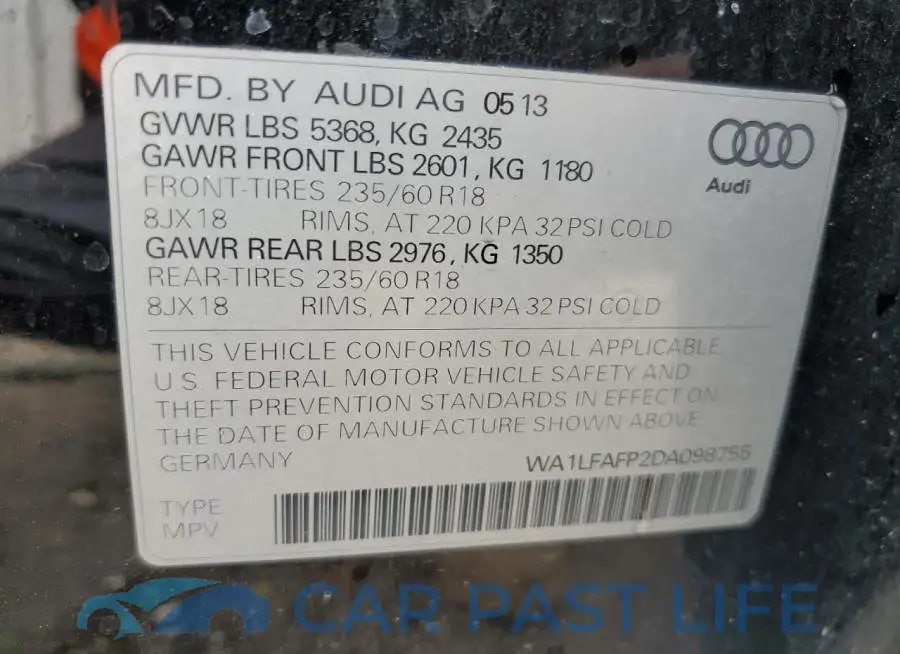 WA1LFAFP2DA098755# 10