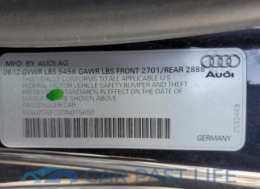 WAU2GAFC0DN015650# 13