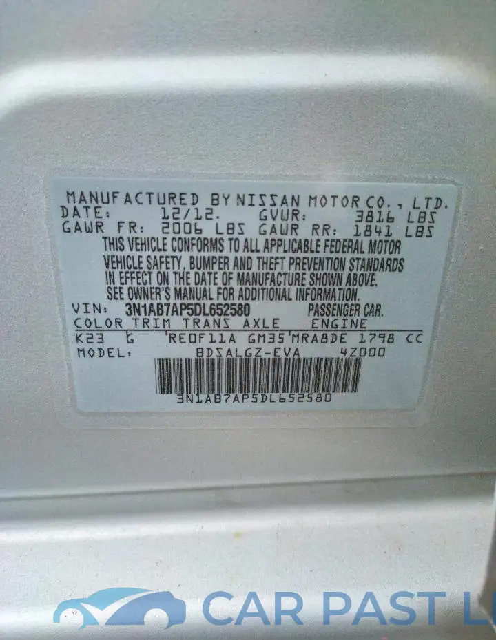 3N1AB7AP5DL652580# 10