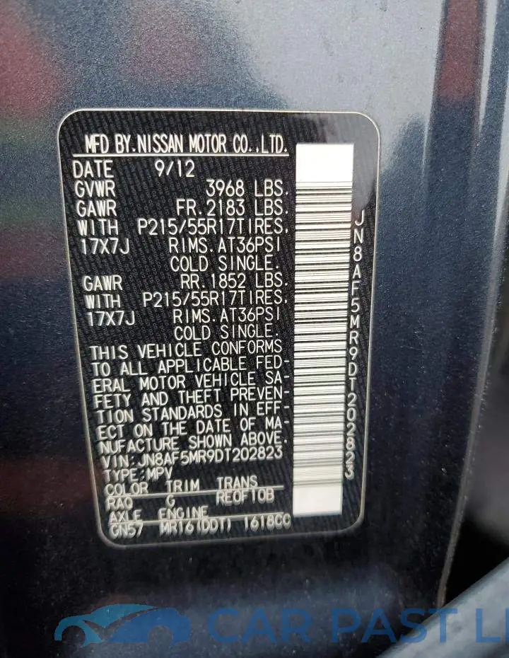 JN8AF5MR9DT202823# 13