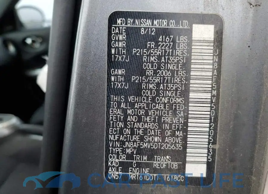 JN8AF5MV5DT205635# 12