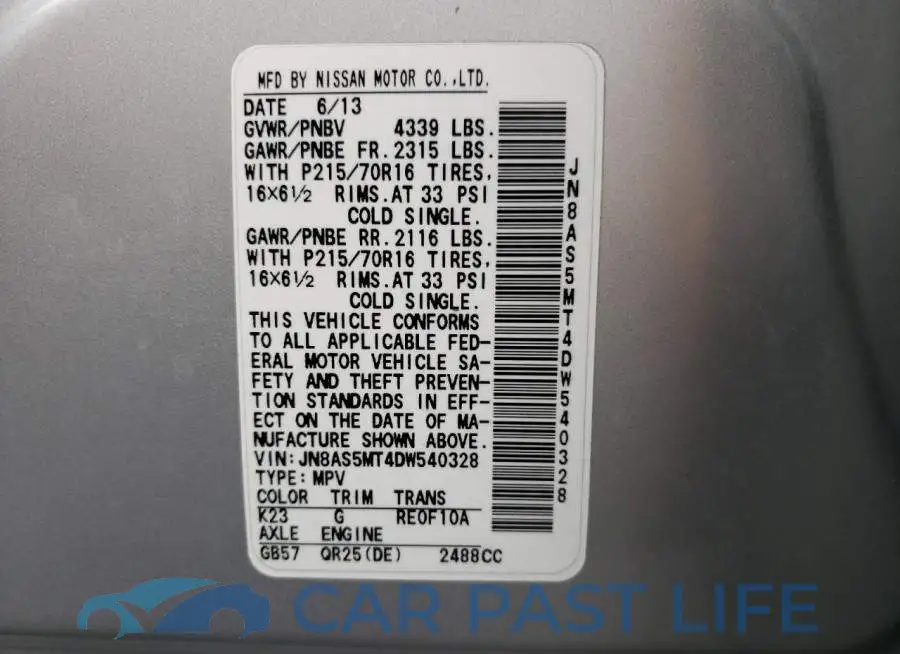 JN8AS5MT4DW540328# 10