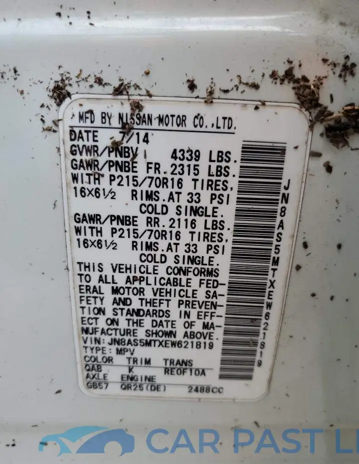 JN8AS5MTXEW621819# 10