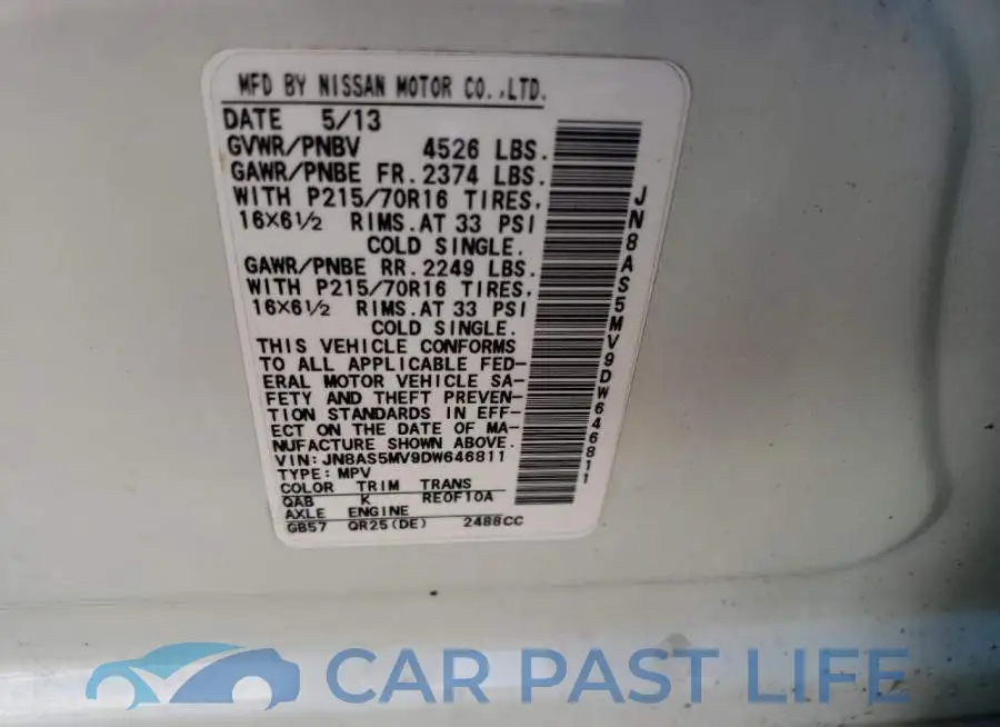 JN8AS5MV9DW646811# 10