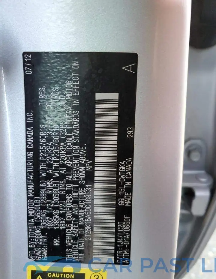 2T2BK1BA5DC168531# 13