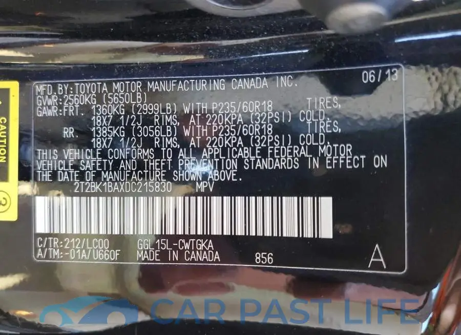 2T2BK1BAXDC215830# 13