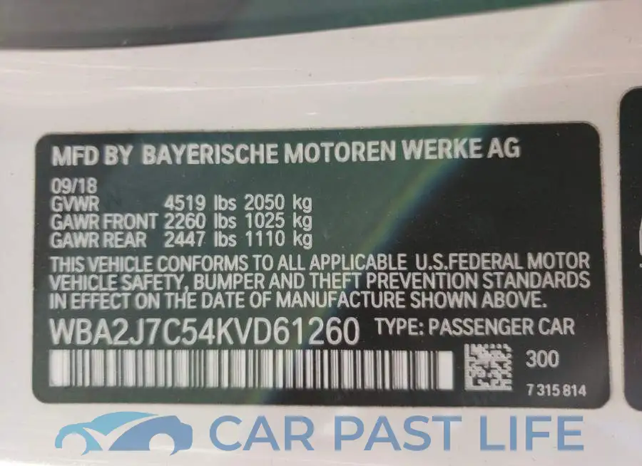 WBA2J7C54KVD61260# 12
