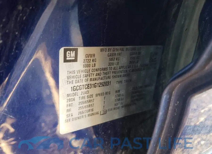 1GCGTCE31G1292031# 12