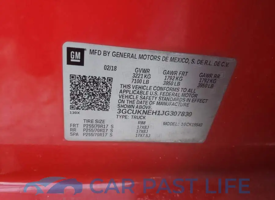 3GCUKNEH1JG307830# 12