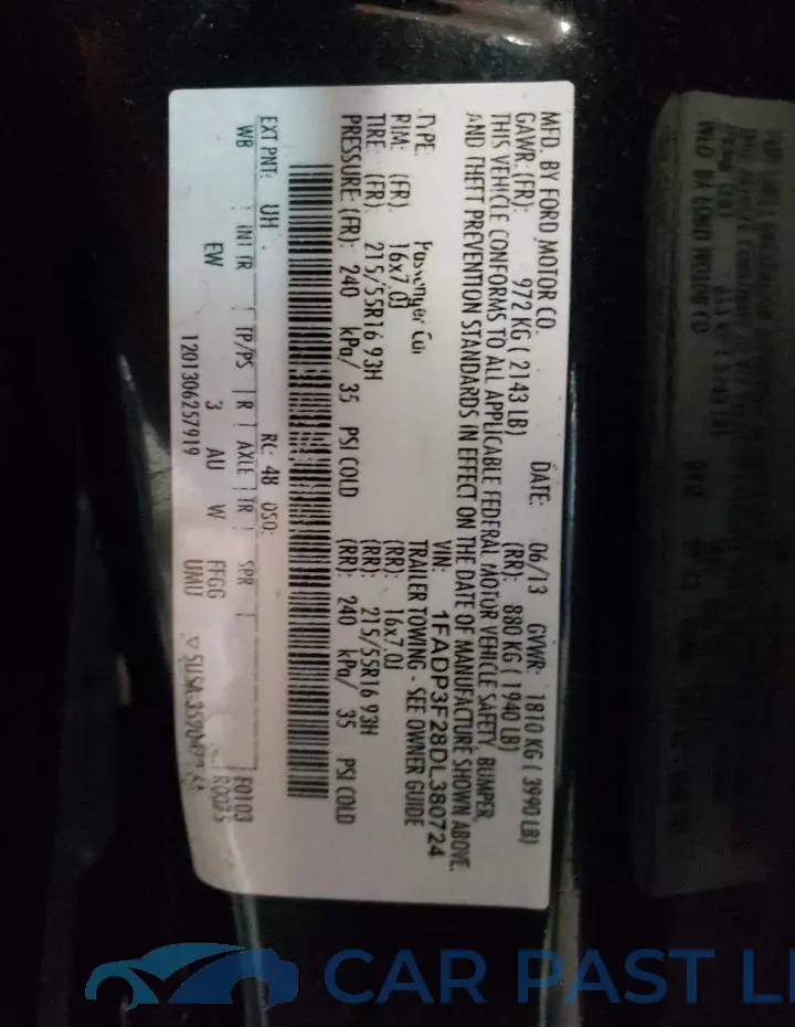 1FADP3F28DL380724# 10