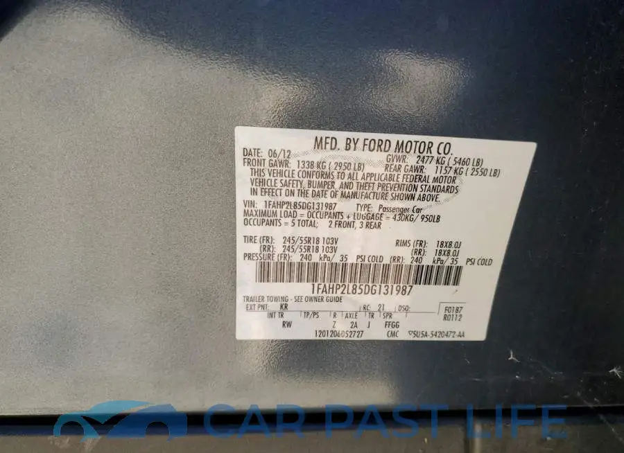 1FAHP2L85DG131987# 13