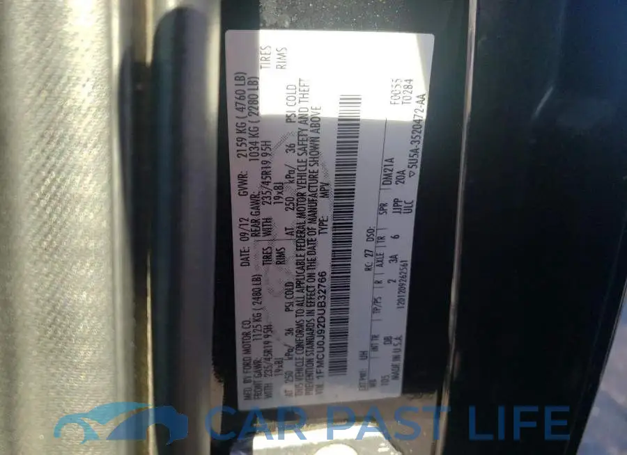 1FMCU0J92DUB32766# 13