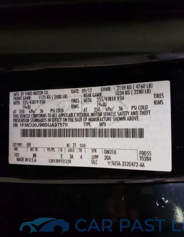 1FMCU0J96DUA97570# 10