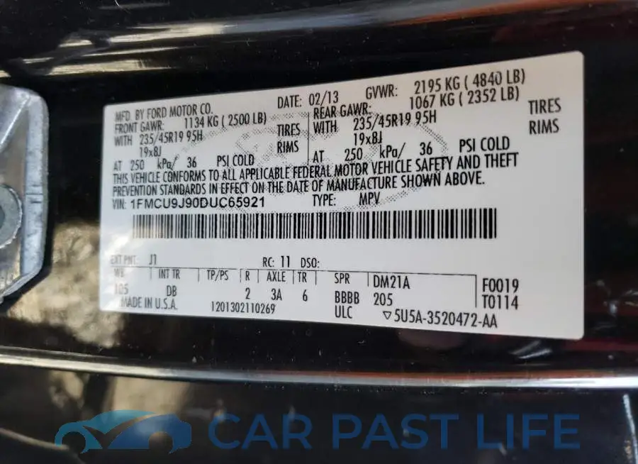 1FMCU9J90DUC65921# 13