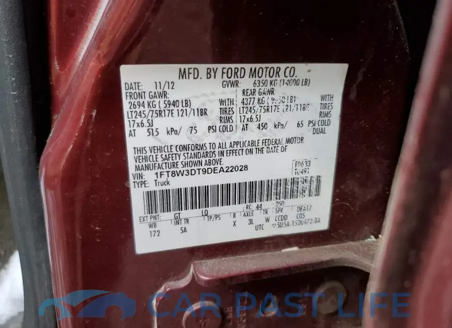 1FT8W3DT9DEA22028# 12