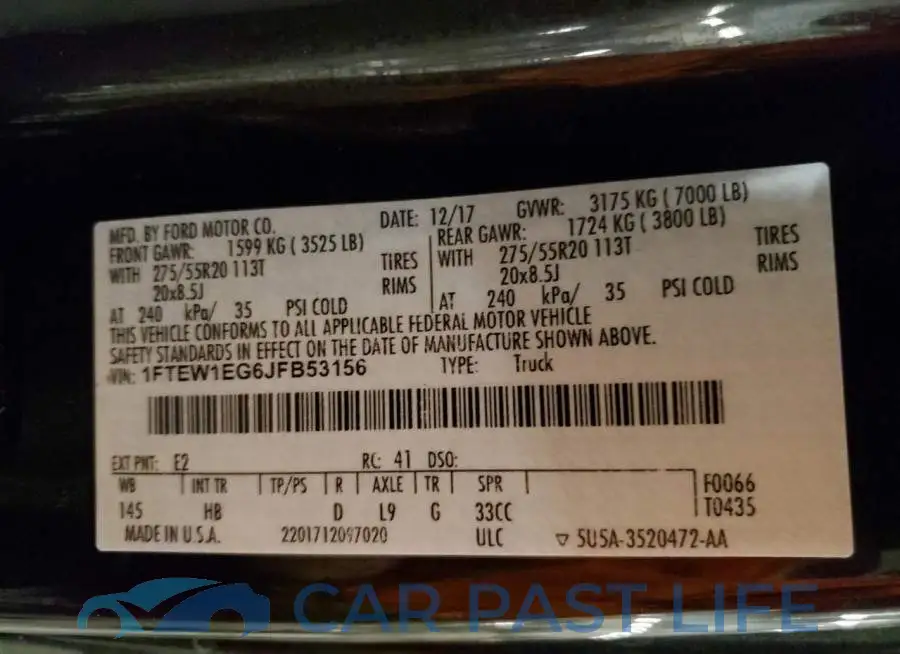 1FTEW1EG6JFB53156# 12