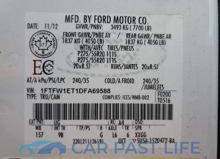 1FTFW1ET1DFA69588# 12