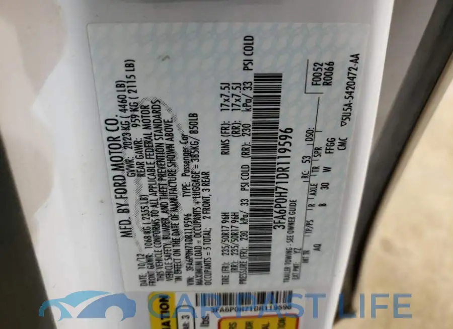 3FA6P0H71DR119596# 12