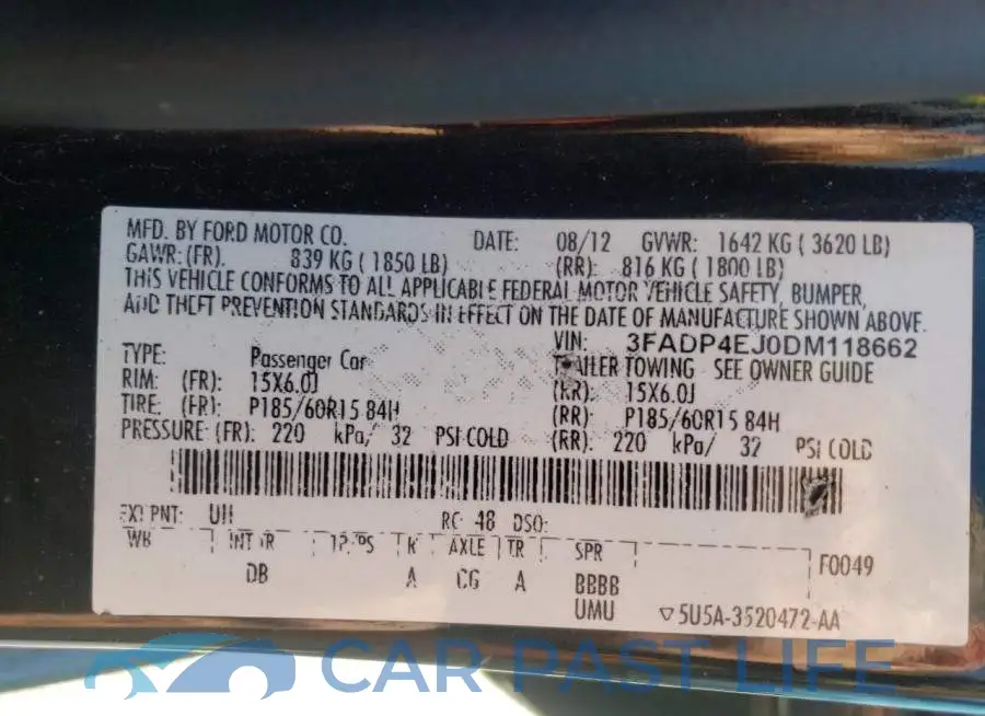 3FADP4EJ0DM118662# 10