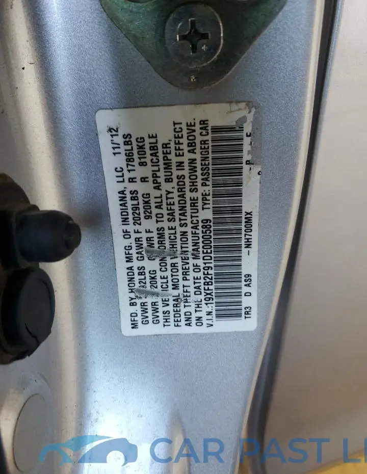 19XFB2F91DE000589# 12