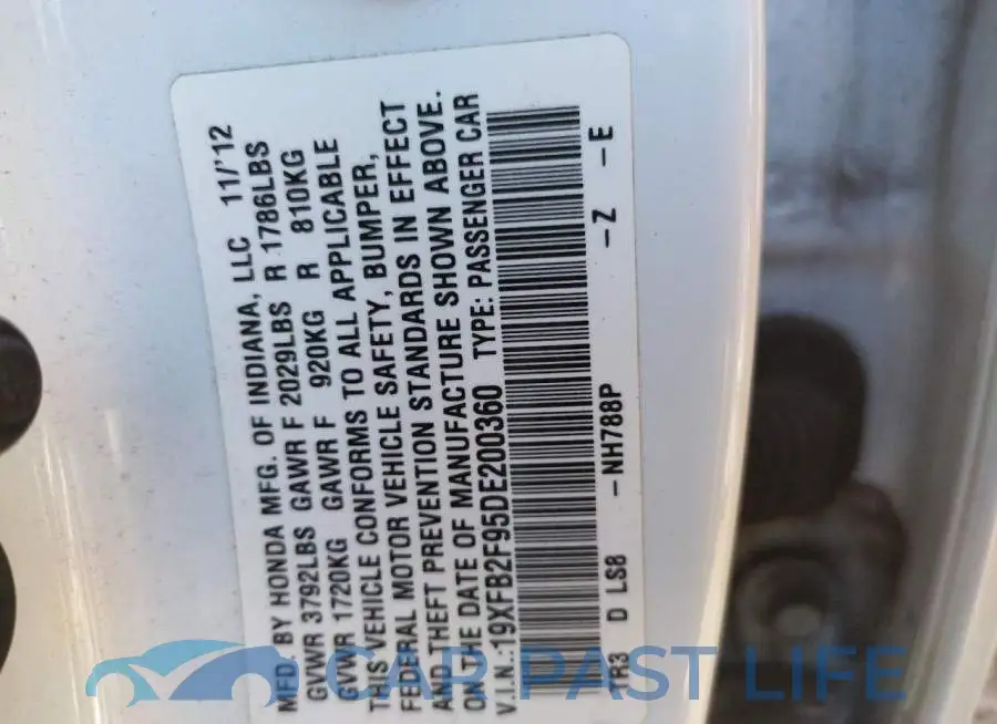 19XFB2F95DE200360# 10