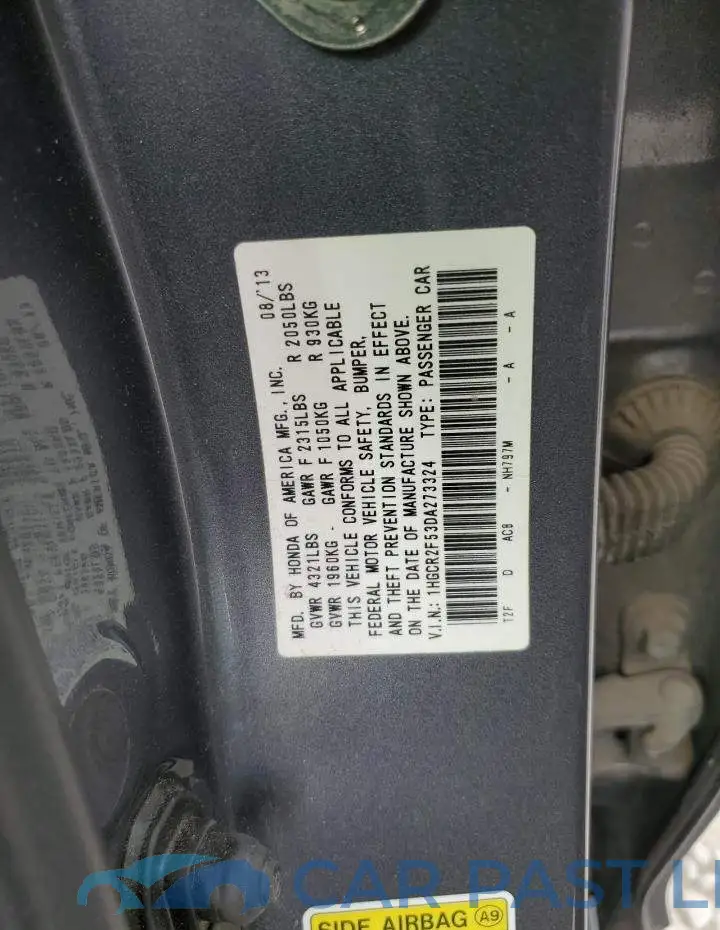 1HGCR2F53DA273324# 12