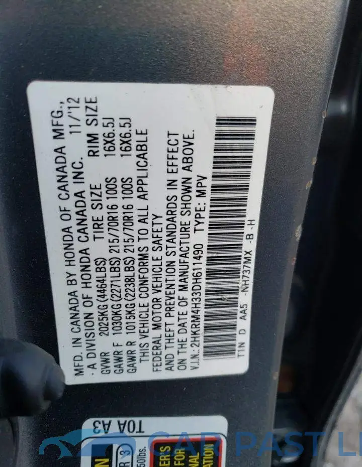 2HKRM4H33DH611490# 14