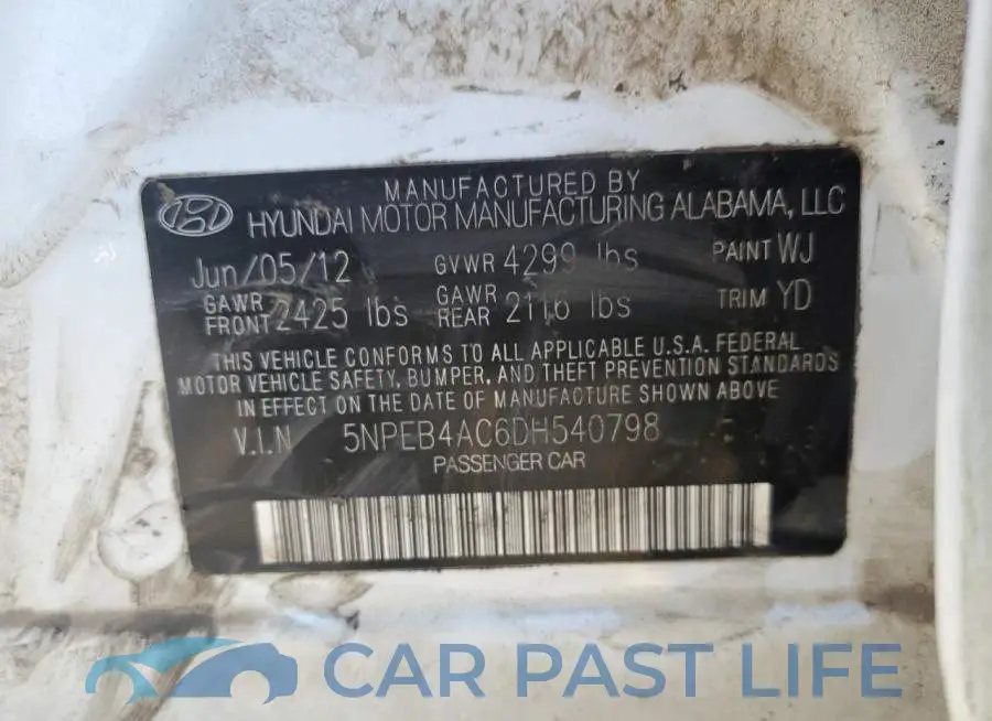 5NPEB4AC6DH540798# 10