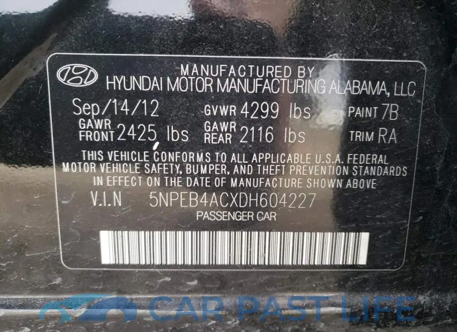 5NPEB4ACXDH604227# 12