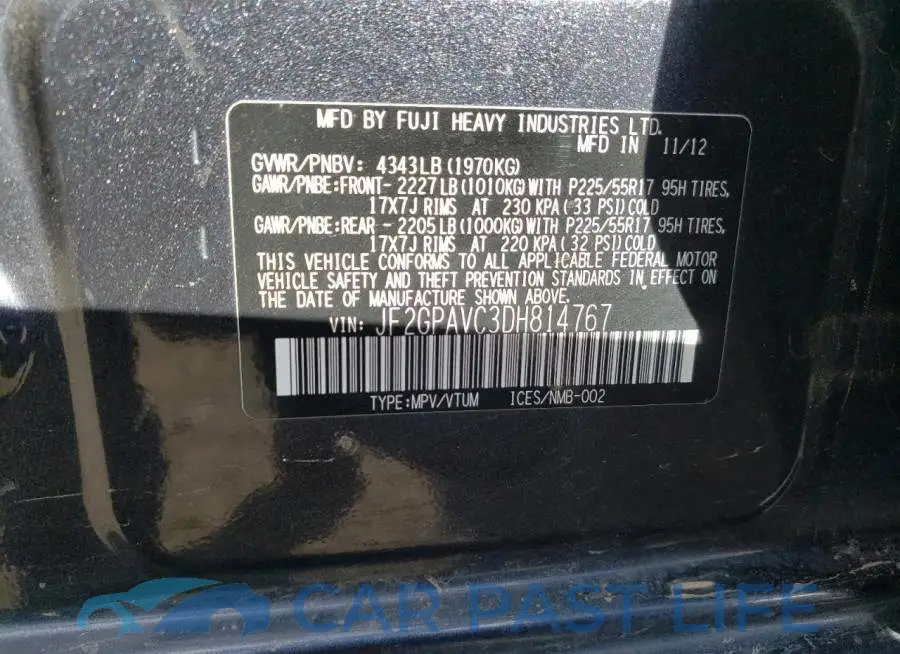 JF2GPAVC3DH814767# 13