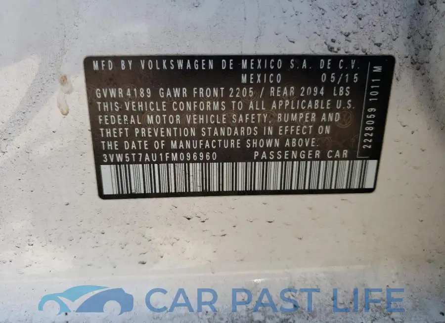 3VW5T7AU1FM096960# 10