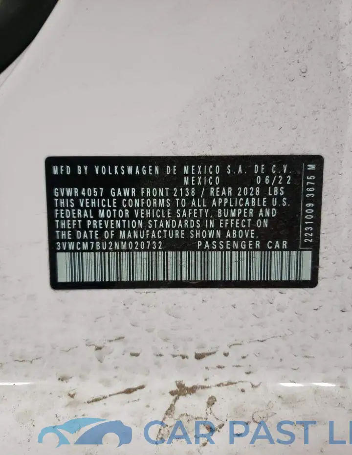 3VWCM7BU2NM020732# 10