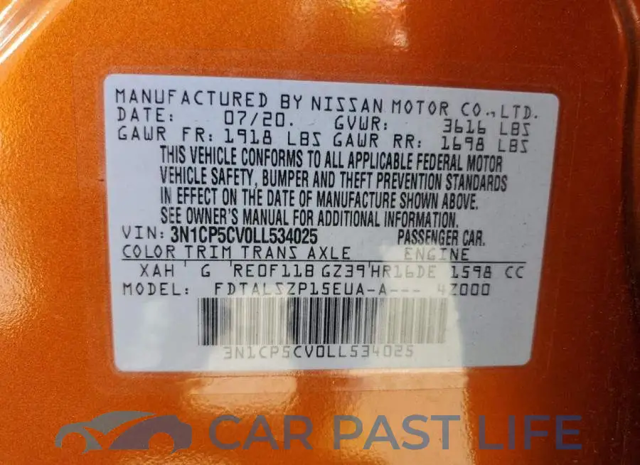3N1CP5CV0LL534025# 10